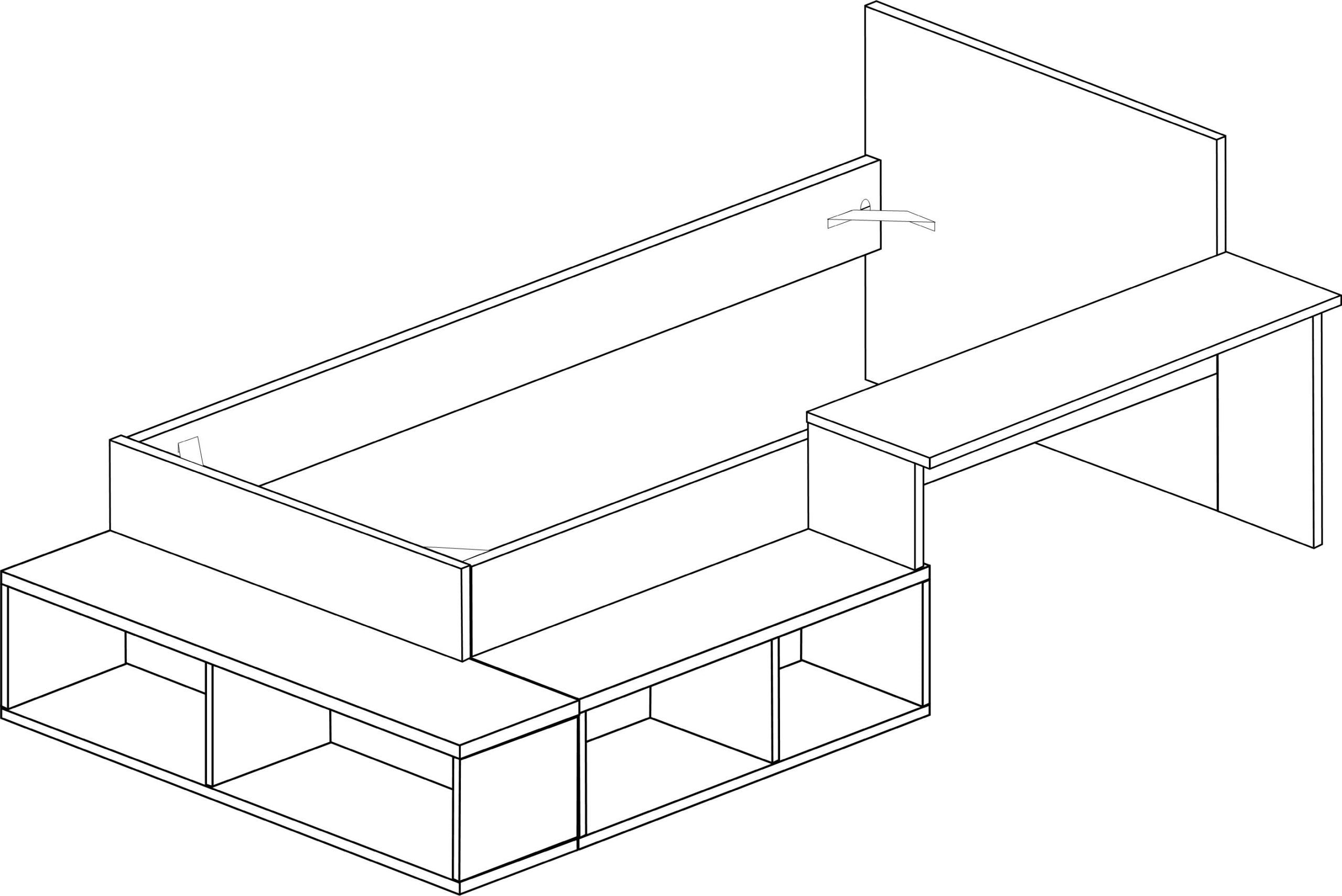 Blake barneseng med oppbevaring og skrivebord 90x200 image