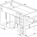 Trasman Studio Loftsäng med Garderob 90x200 - rökblå image