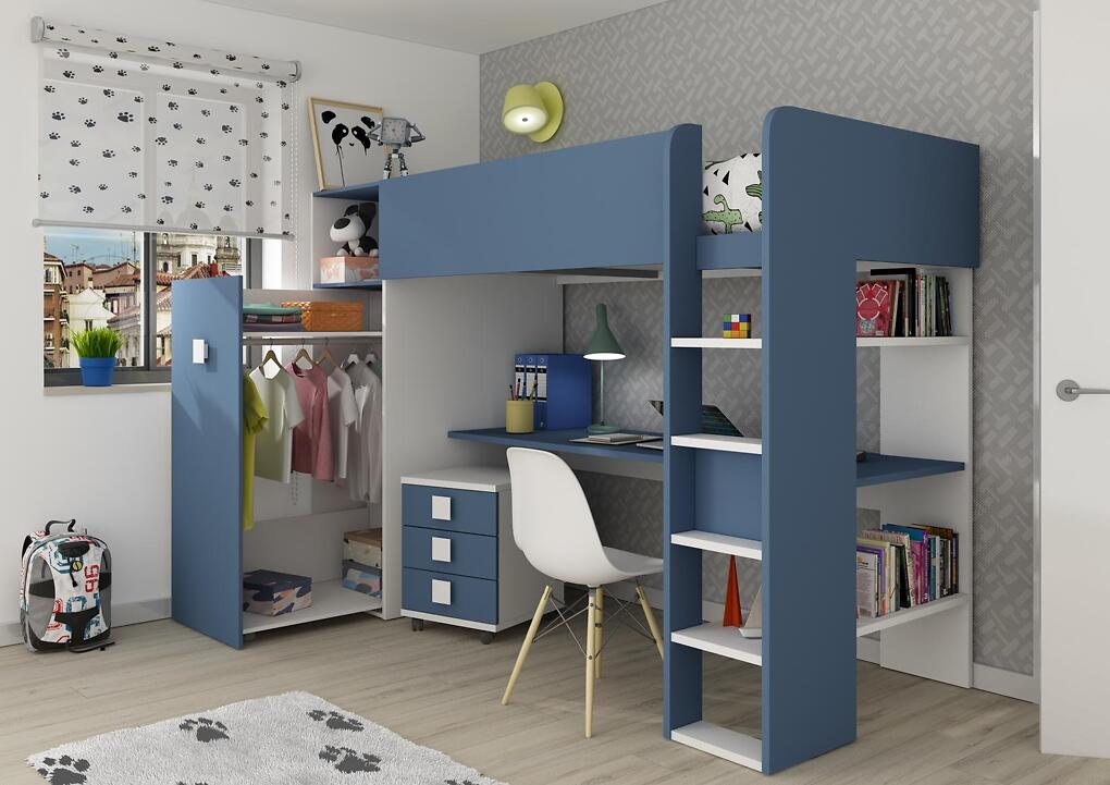 loftseng med garderobe og skrivebord image