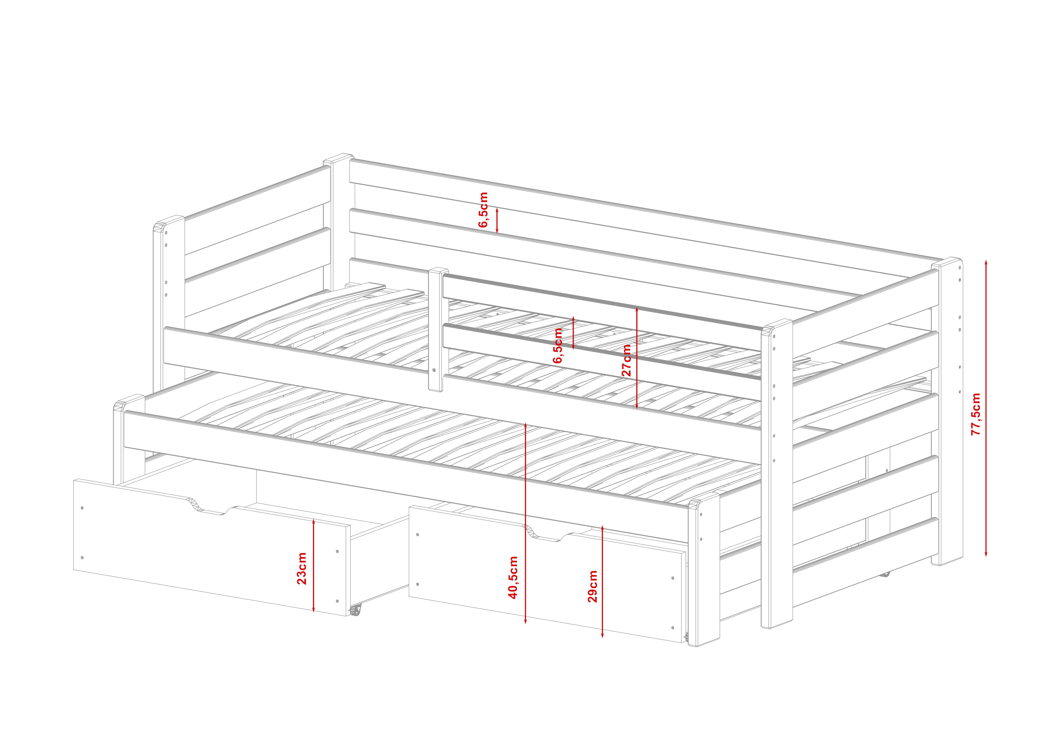 Barnsäng med gästsäng och 2 lådor 90x200 - SENSO image