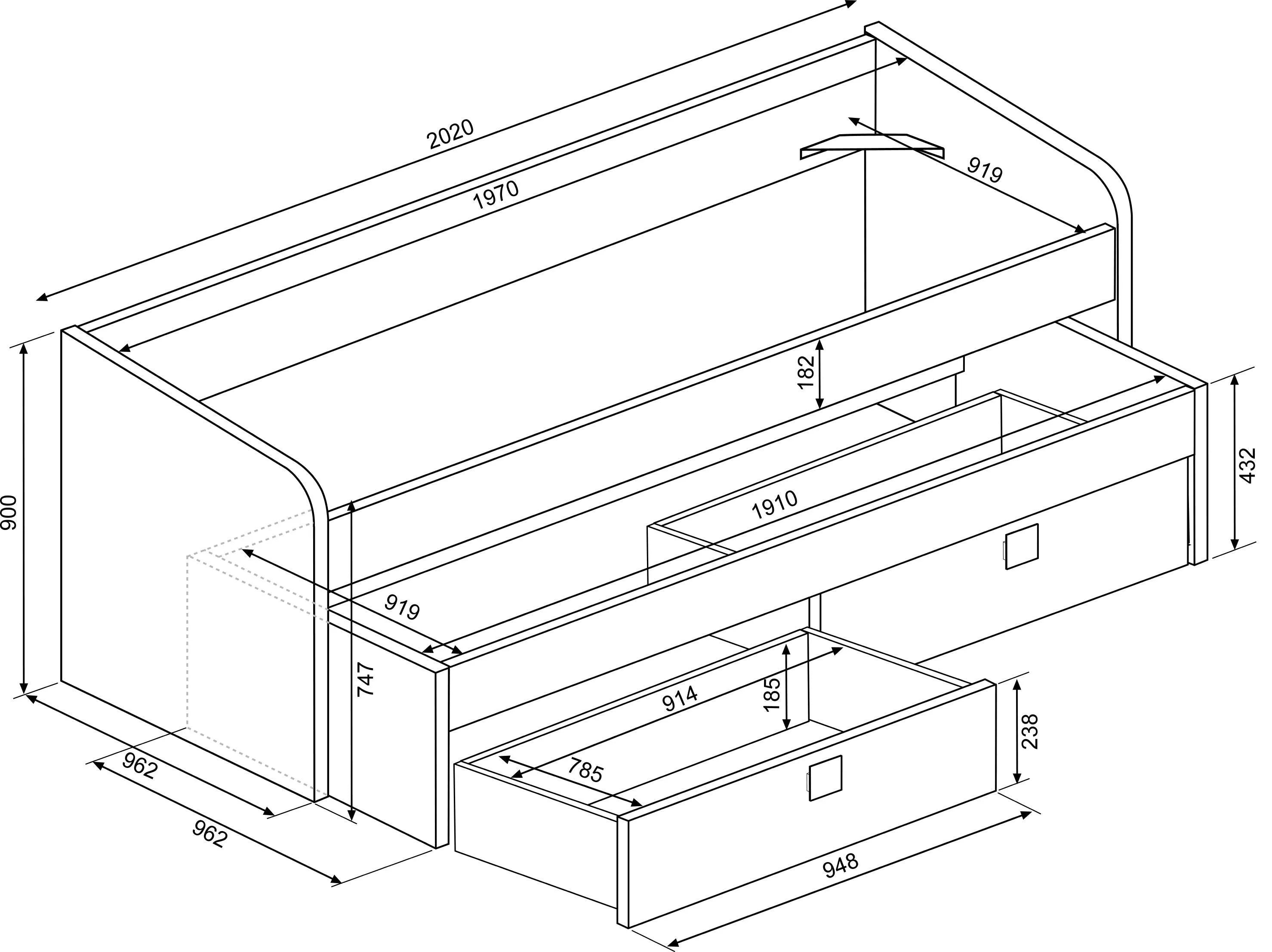 Julius multisäng 90x200 - Antik Rosa image